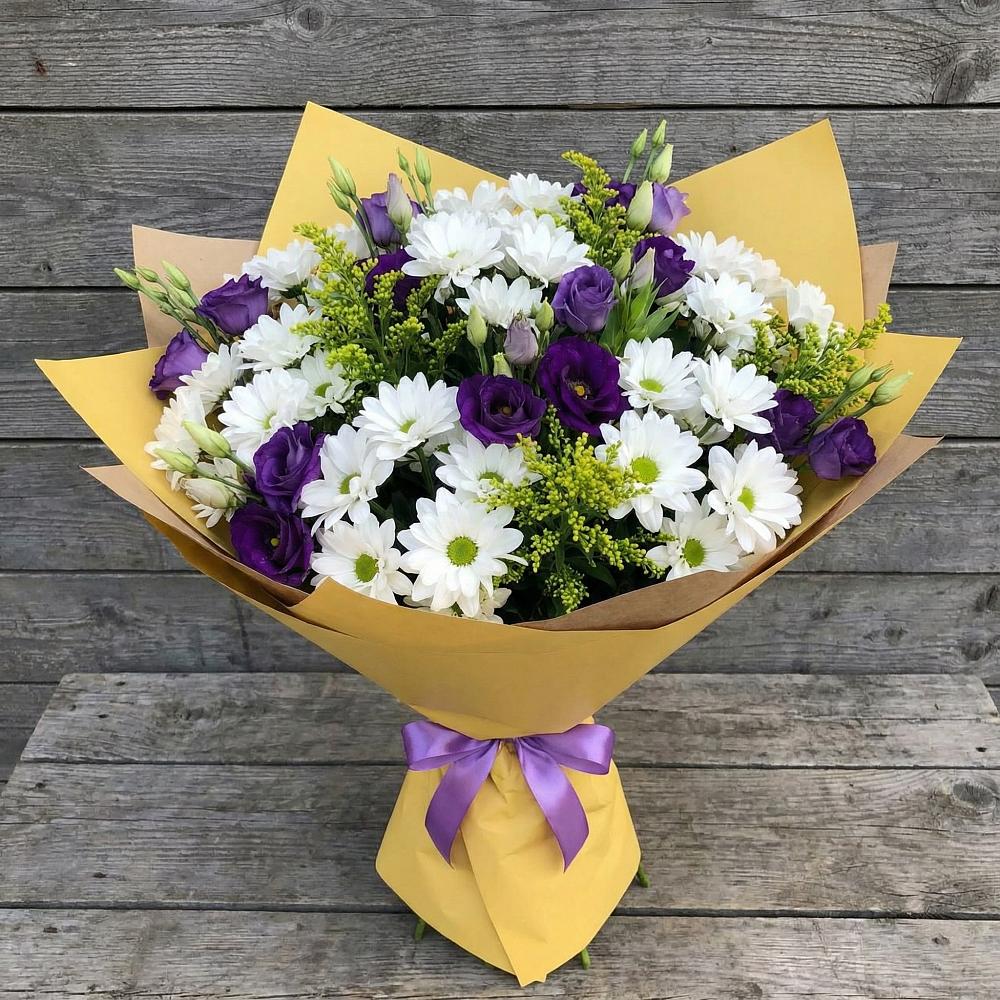 Букет цветов из: Ирисы, Хризантемы и Ромашки в Побегайловке