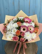 Букет цветов из:  Розы, Герберы и Хризантемы в Побегайловке