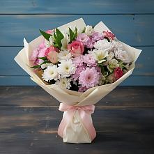 Букет цветов из:  Хризантемы, Альстромерии и Розы в Побегайловке