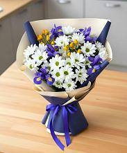 Букет цветов из:  Розы, Ирисы и Хризантемы в Побегайловке