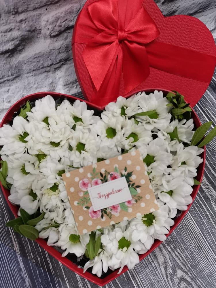 Цветочная композиция из Хризантемы в виде сердца в Побегайловке